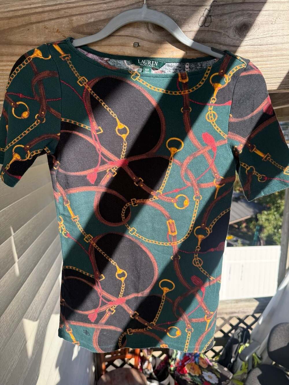 Lauren Ralph Lauren T-Shirt Size S/P Green Equestrian